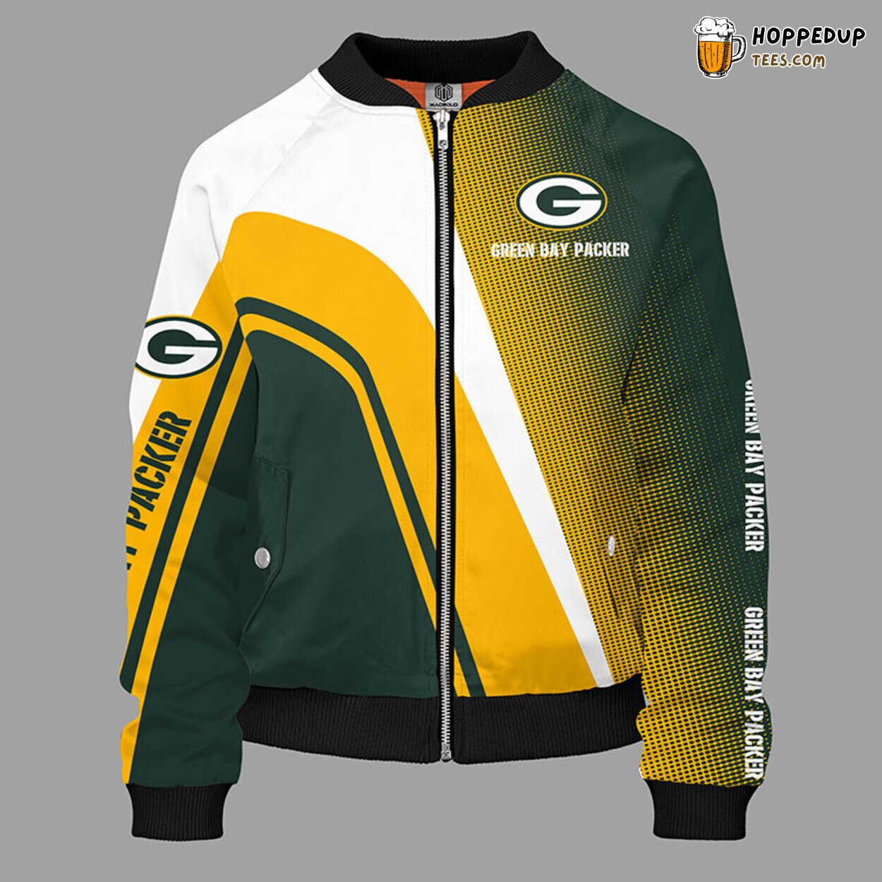 Green Bay Packers NFL Unisex Yellow Green Bomber Jacket Look