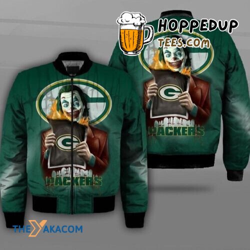 Green Bay Packers Rodgers Clown Fan Bomber Jacket Outerwear Christmas Gift.