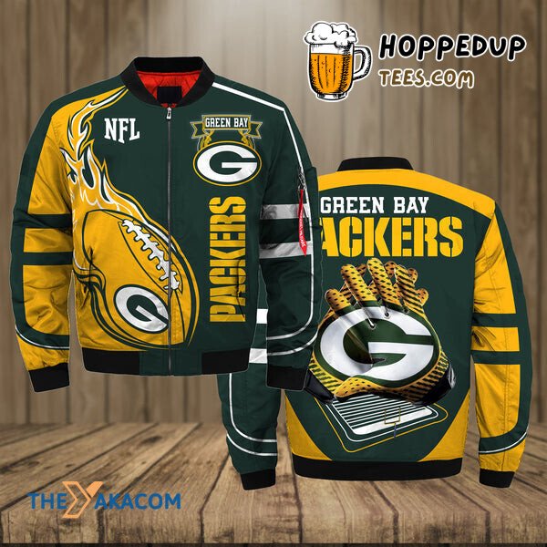 Green Bay Packers Rodgers Sign Fan Bomber Jacket Outerwear Christmas Gift.