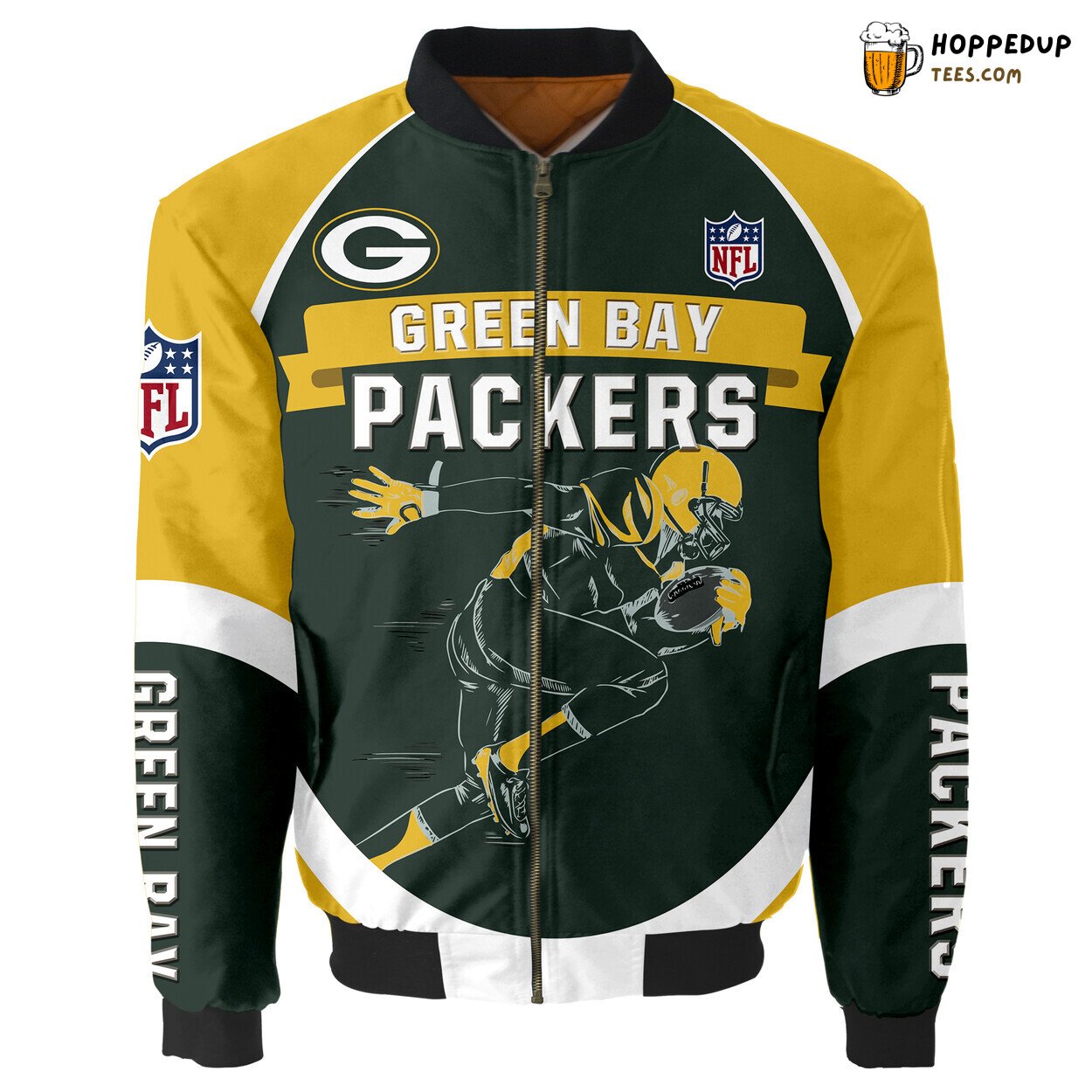 Green Bay Packers Running Men Graphic Bomber Jacket Exclusive Edition