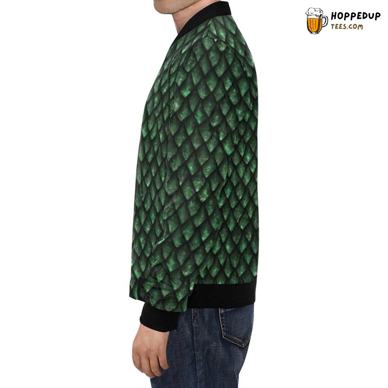 Green Egg Skin Dragon Pattern Men’s Bomber Jacket Unique Print