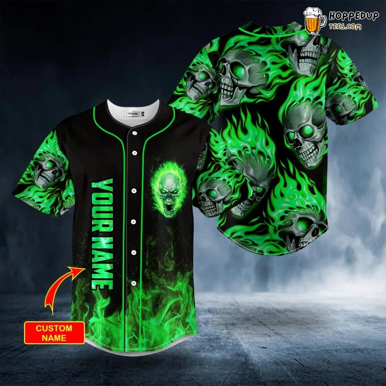 Green Ghost Authentic Design Skull Baseball Jersey Unique Custom Edition
