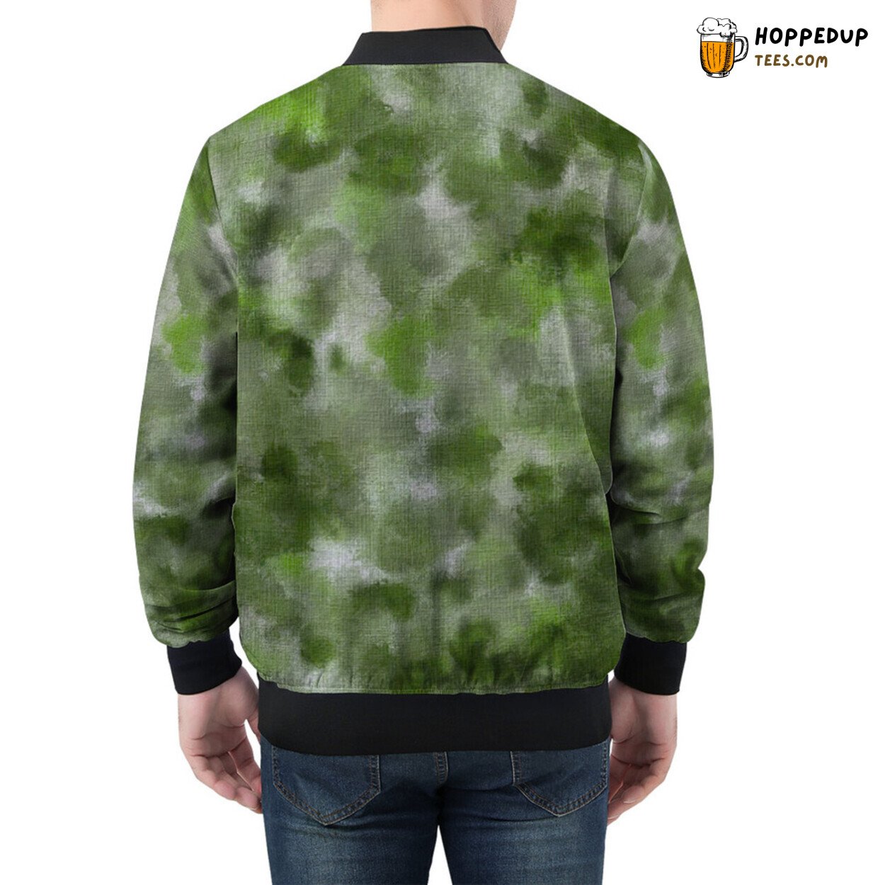 Green Hues Narrate Camouflage Stories on Men’s Bomber Jacket
