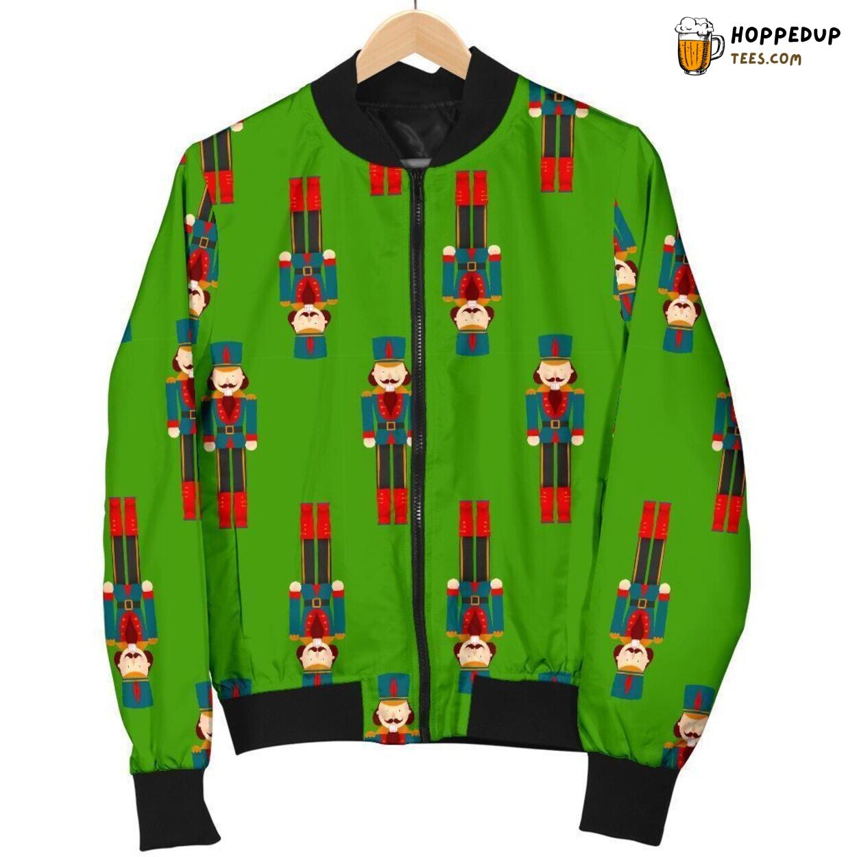 Green Nutcracker Display Men’s Bomber Jacket Unique Pattern Design Tribute Green Nutcracker Display Men’s Bomber Jacket Unique Pattern Design Tribute