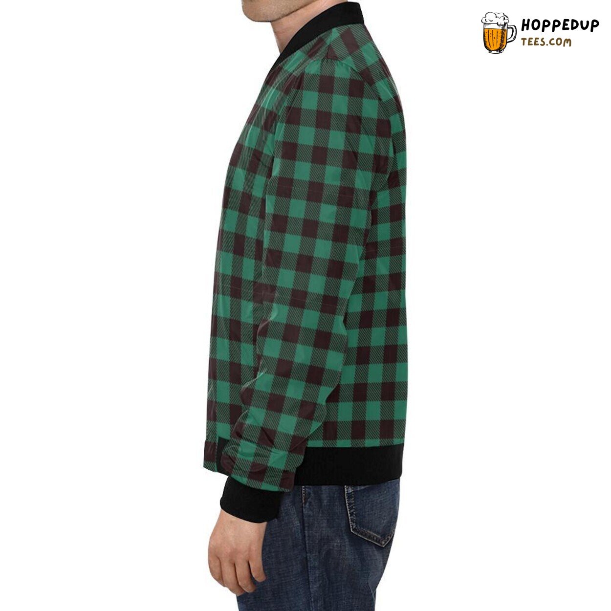 Green Plaid Tartan Scottish Men’s Bomber Jacket Traditional Style