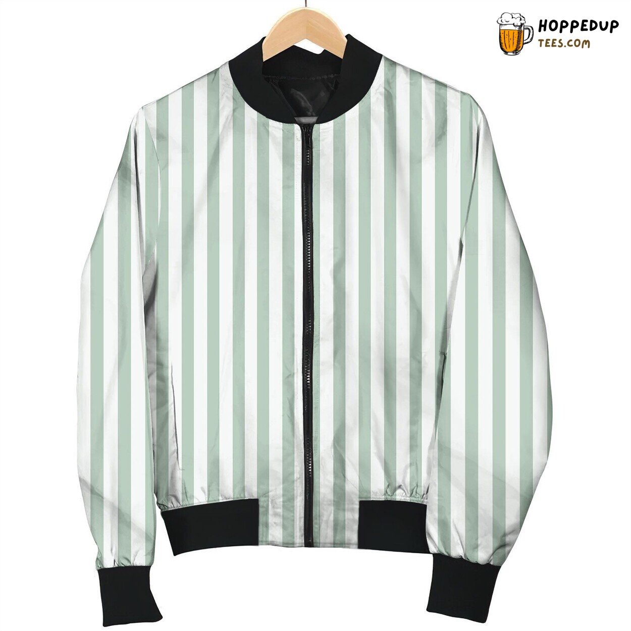 Green Regency Stripes Bomber Jacket