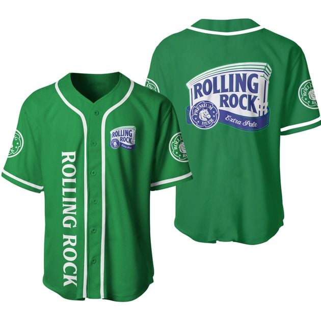 Green Rolling Rock Beer Lovers Baseball Jersey HU