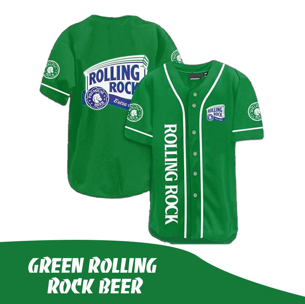 Green Rolling Rock Beer Stylish Jersey Baseball Shirt HU