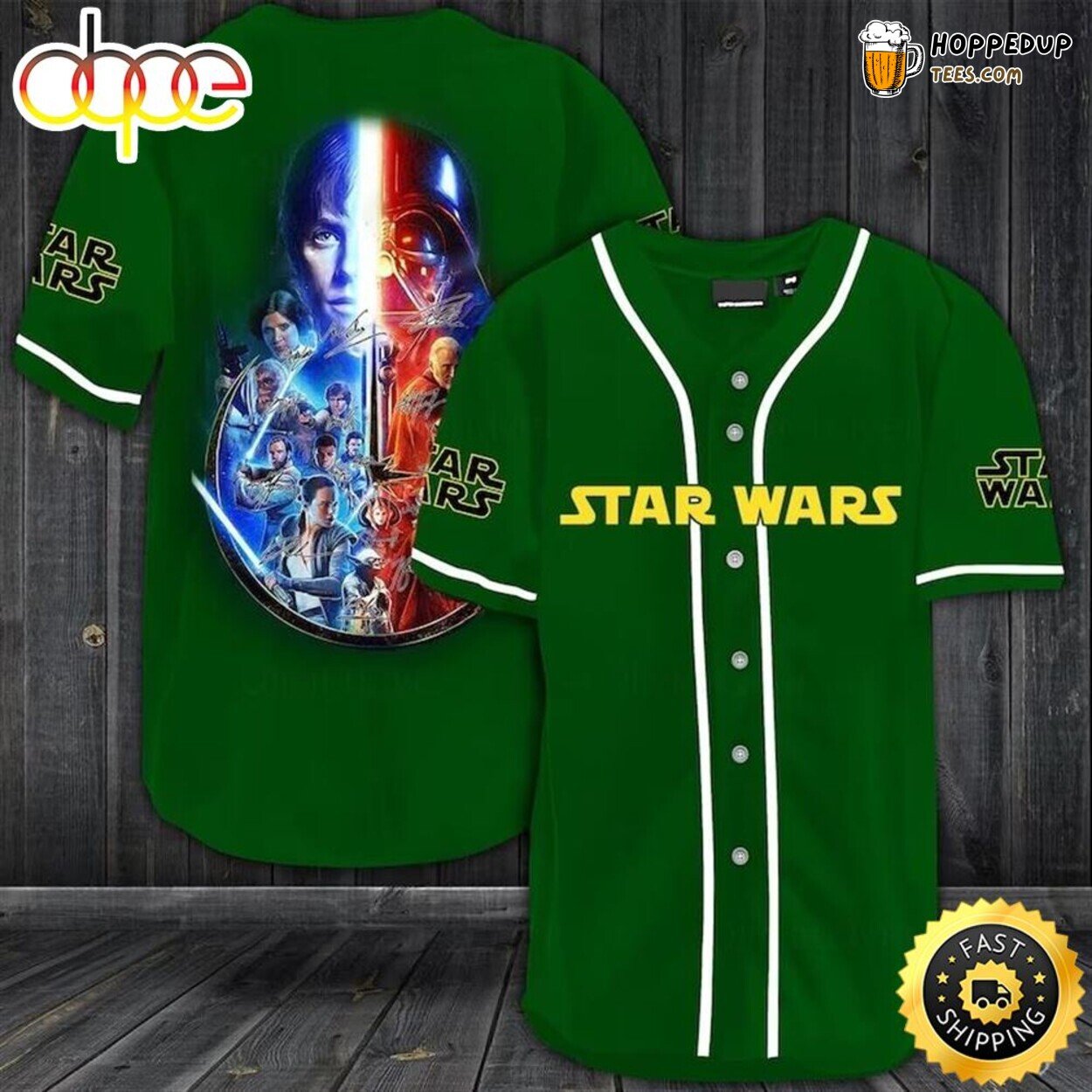 Green Star Wars Theme Personalized Baseball Jersey Unique Style