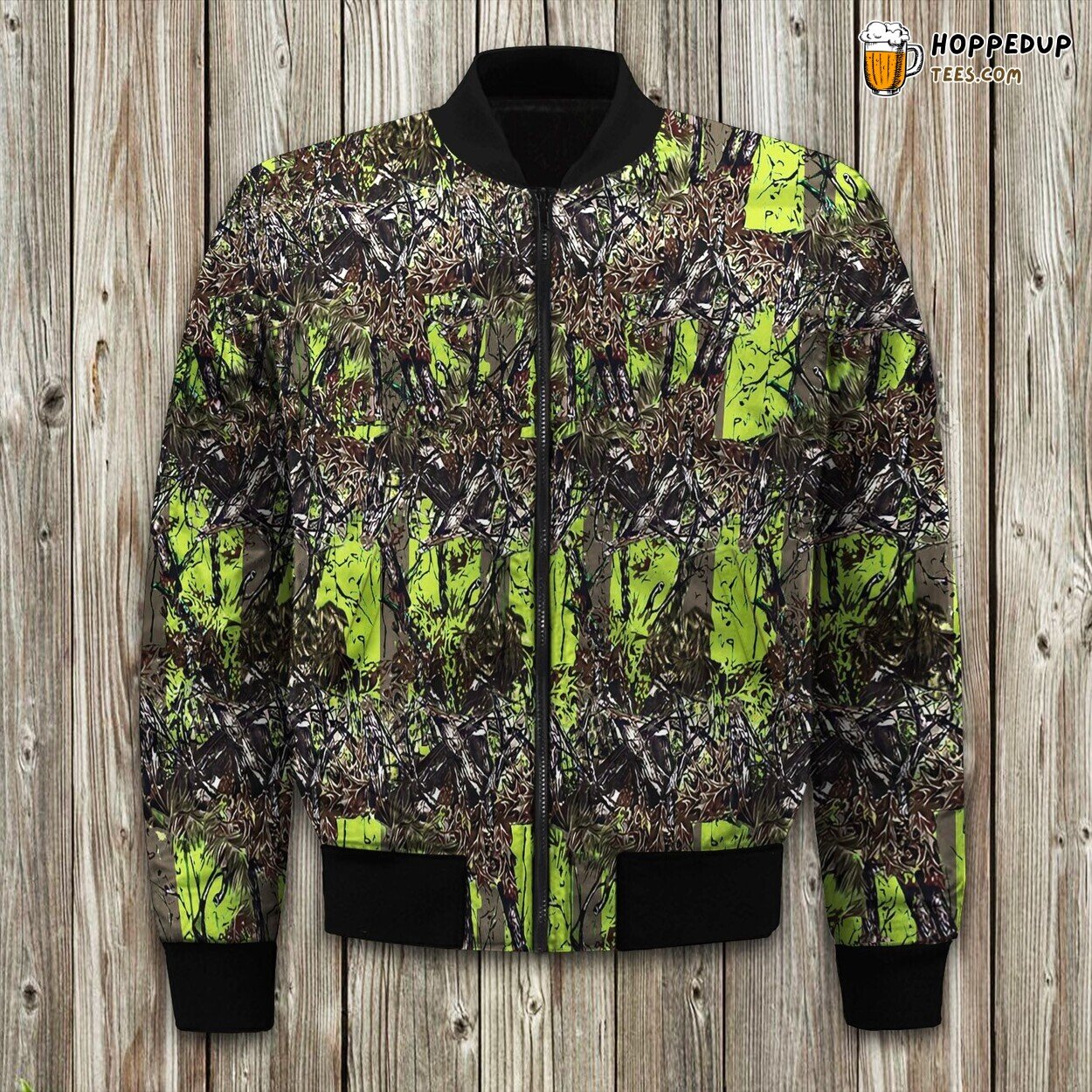 Green Terrain Camouflage Winter Bomber Jacket Tailored Unique Elegance Precision