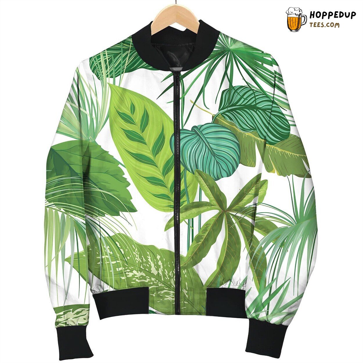 Green Tropical Leaves Rainforest Decorative Bomber Jacket
