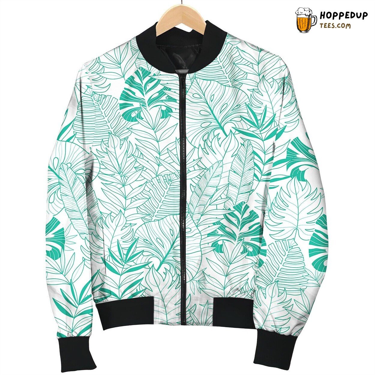 Green Tropical Leaves Summer Hawaiian Bomber Jacket