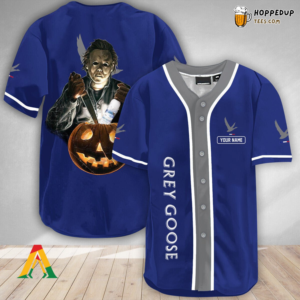 Grey Goose Michael Myers Pumpkin Baseball Jersey Personalized Unique Design