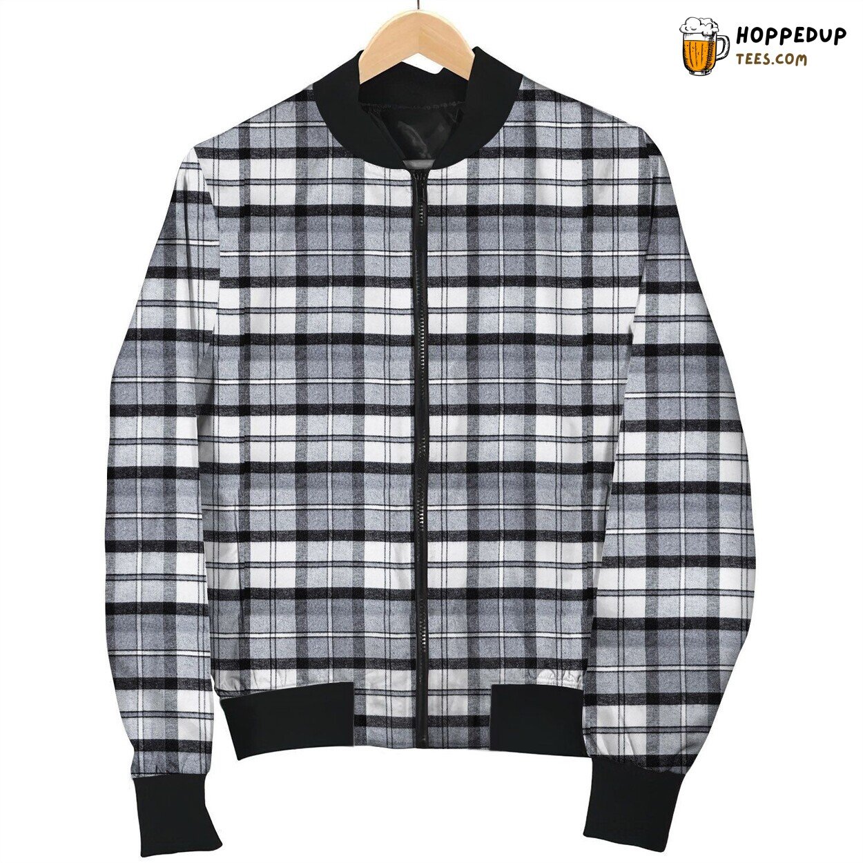 Grey White Tartan Bomber Winter Jacket Unique Collection Design Style Look