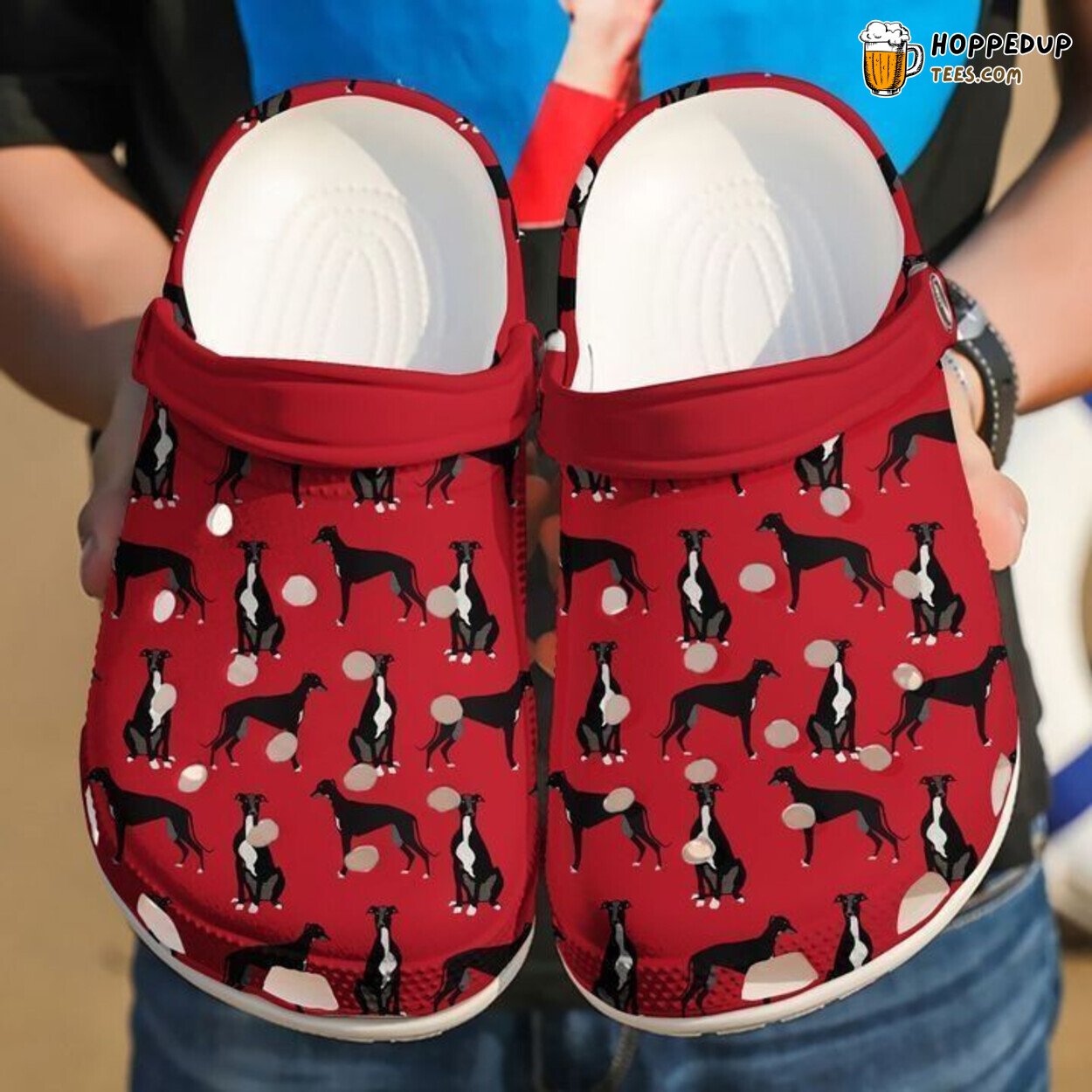 Greyhound Black Themed Unique Style Comfortable Clog Shoes