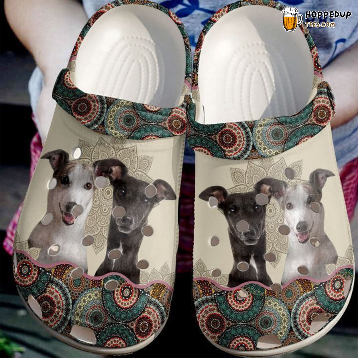 Greyhound Boho Themed Comfortable Clogs Canine Lover Artistic Shoes