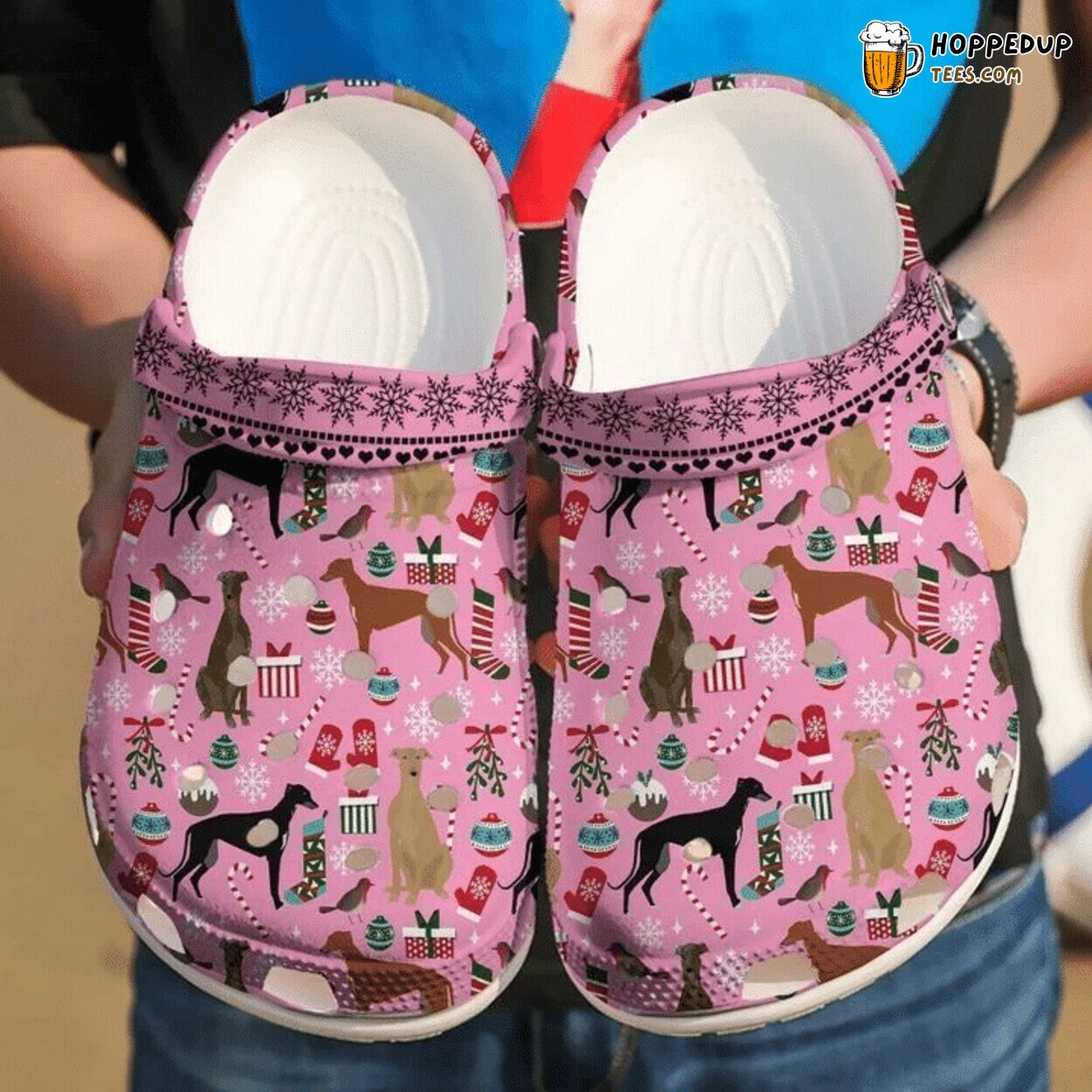 Greyhound Christmas Themed Comfortable Unique Classic Clog Shoes
