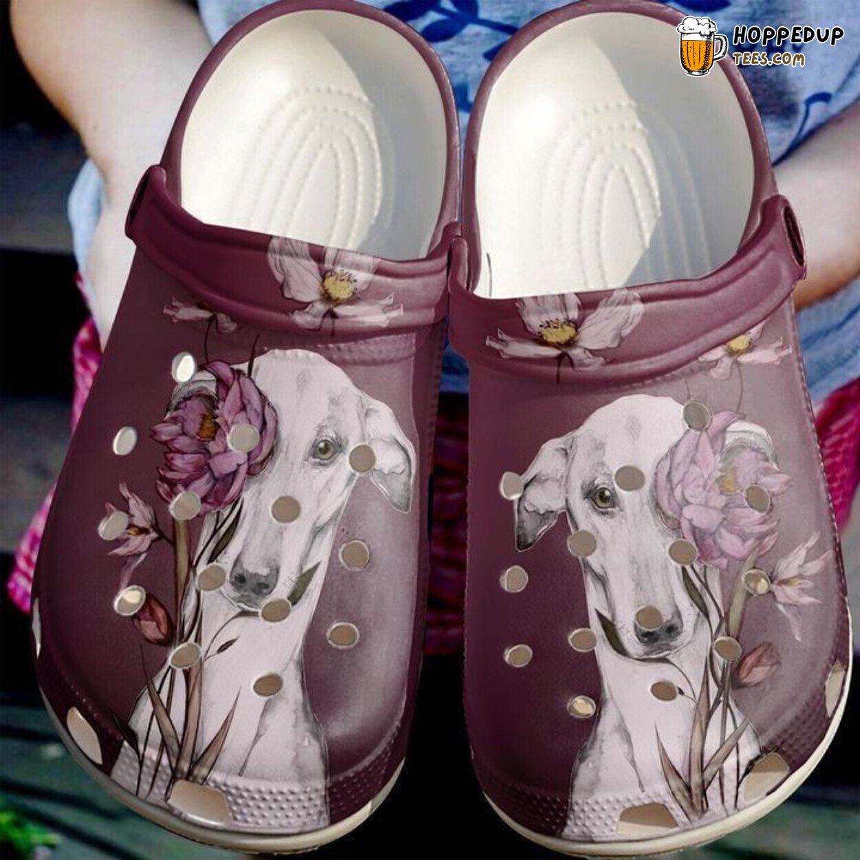 Greyhound Floral Classic Themed Comfortable Stylish Unique Clogs Shoes
