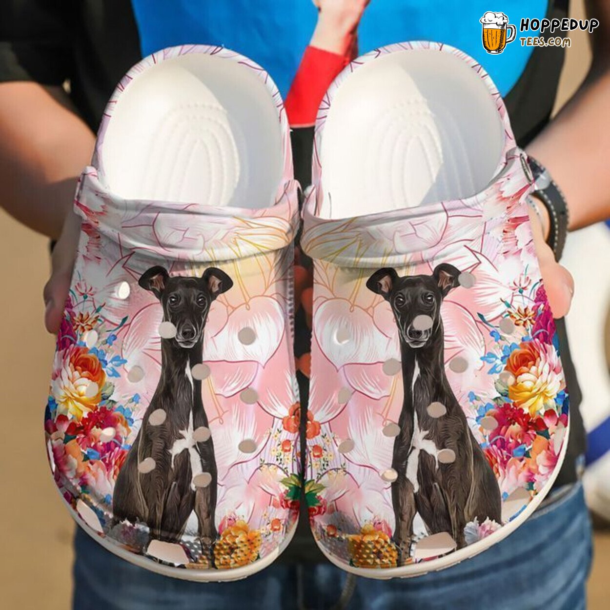 Greyhound Flowers Classic Themed Comfortable Unique Stylish Clogs