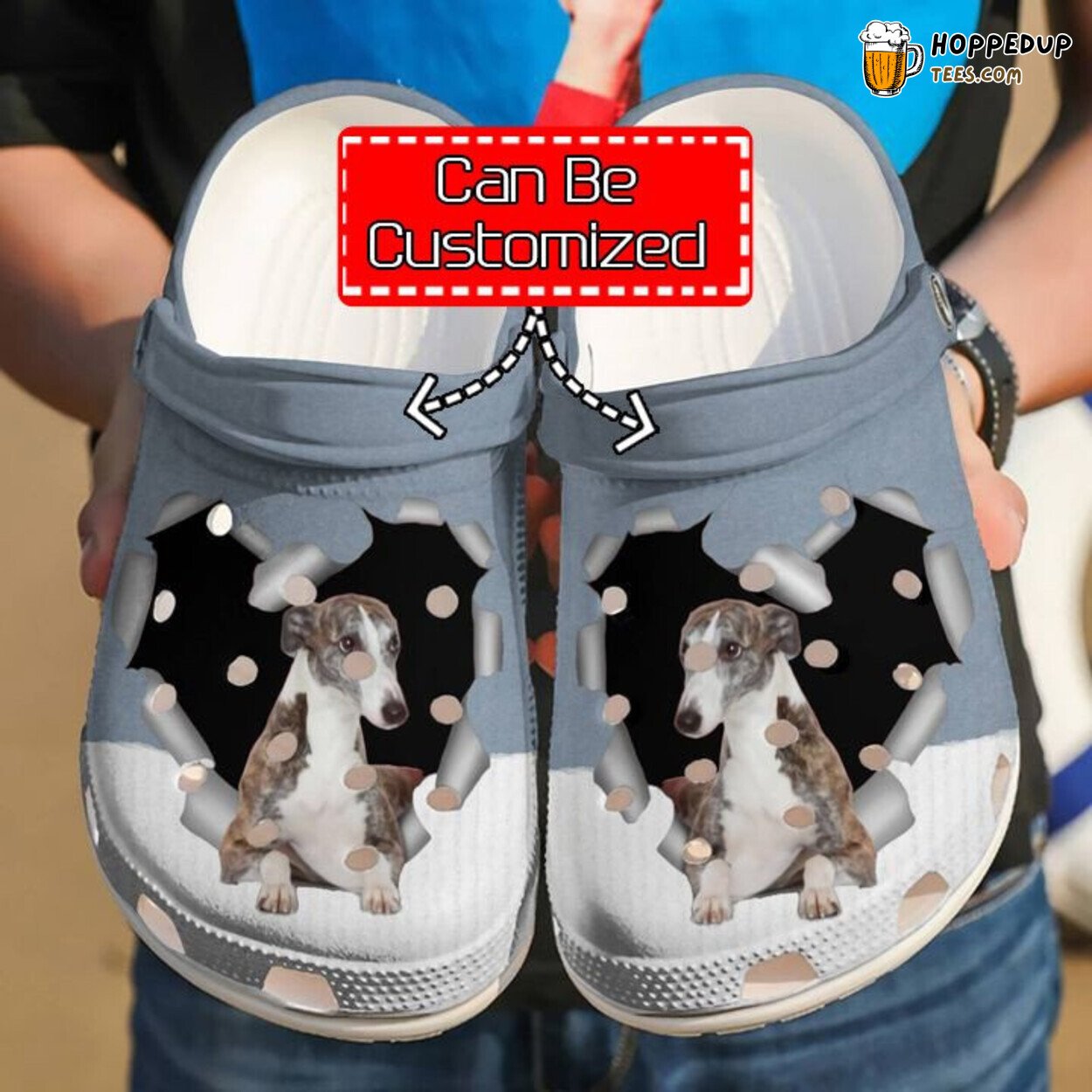 Greyhound Paper Heart Design Comfortable Clogs Canine Inspired Footwear