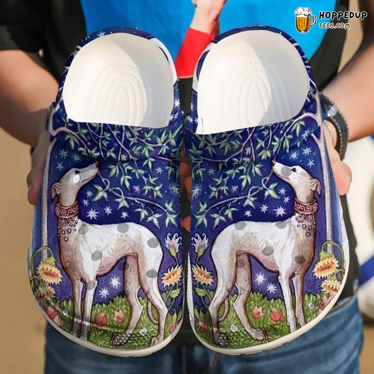Greyhound Under The Stars Themed Comfortable Unique Clog Shoes