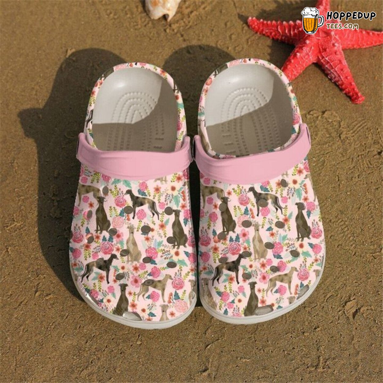 Greyhound Vintage Floral Comfortable Unique Design clog Shoes
