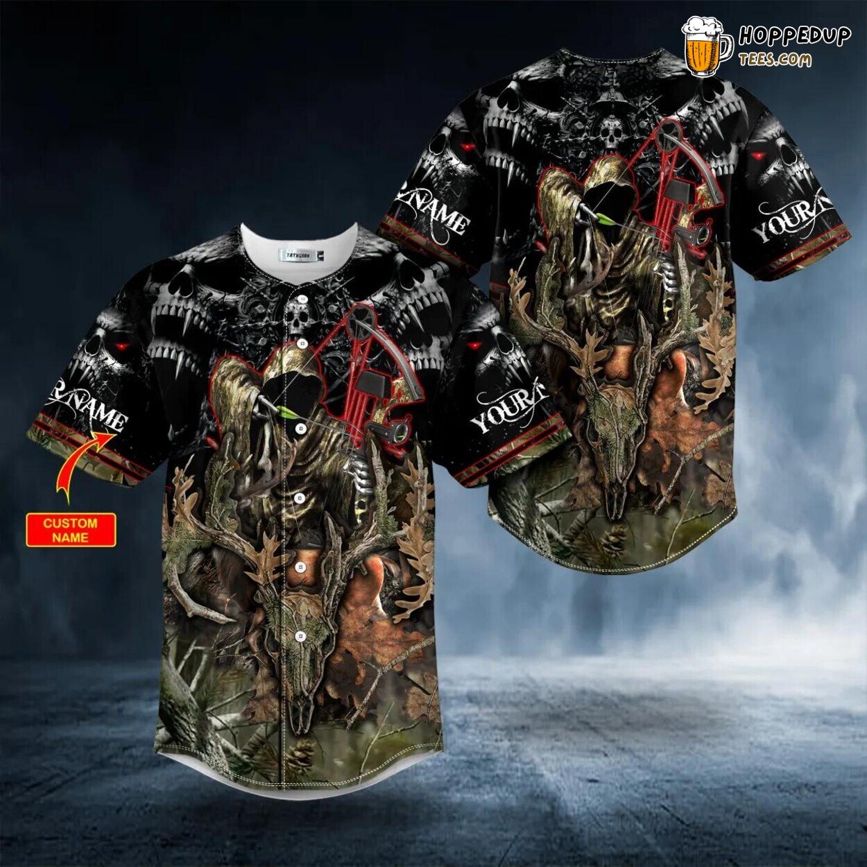 Grim Reaper Bow Hunt Unique Design Skull Tailored Baseball Jersey