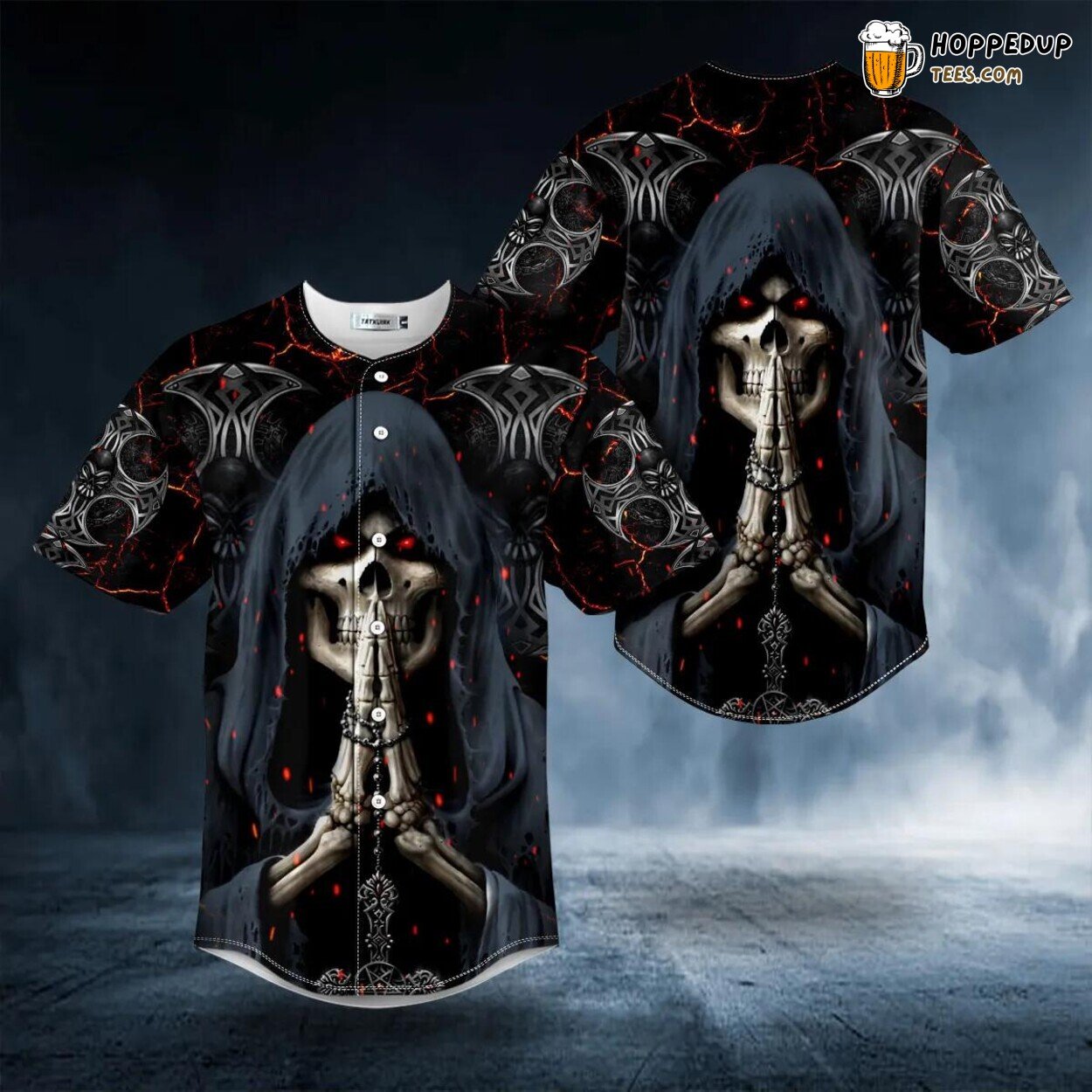 Grim Reaper Deep Prayer Skull Baseball Jersey Viking 3D Print Unique Tee