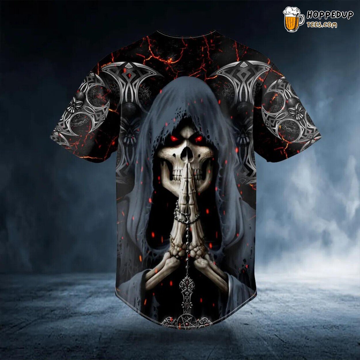 Grim Reaper Deep Prayer Skull Baseball Jersey Viking 3D Print Unique Tee