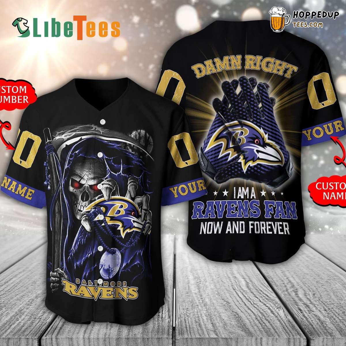 Grim Reaper Design Baltimore Ravens Baseball Jersey Gift Apparel