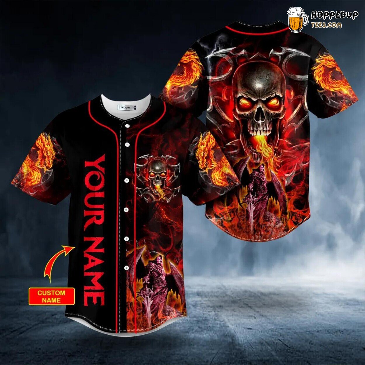Grim Reaper Fire Metal Skull Authentic Design Unique Baseball Jersey
