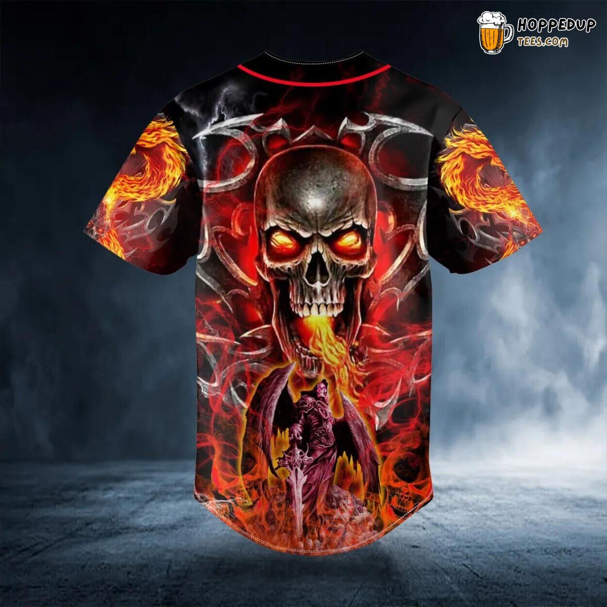 Grim Reaper Fire Metal Skull Baseball Jersey Viking 3D Tees Unique Design Wear