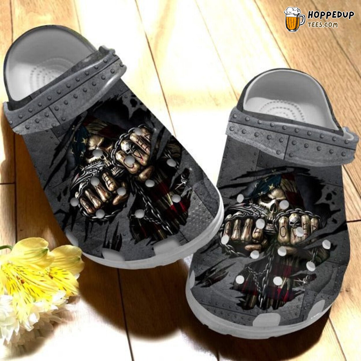 Grim Reaper Game Over USA Themed Men Boys Comfort Clogs