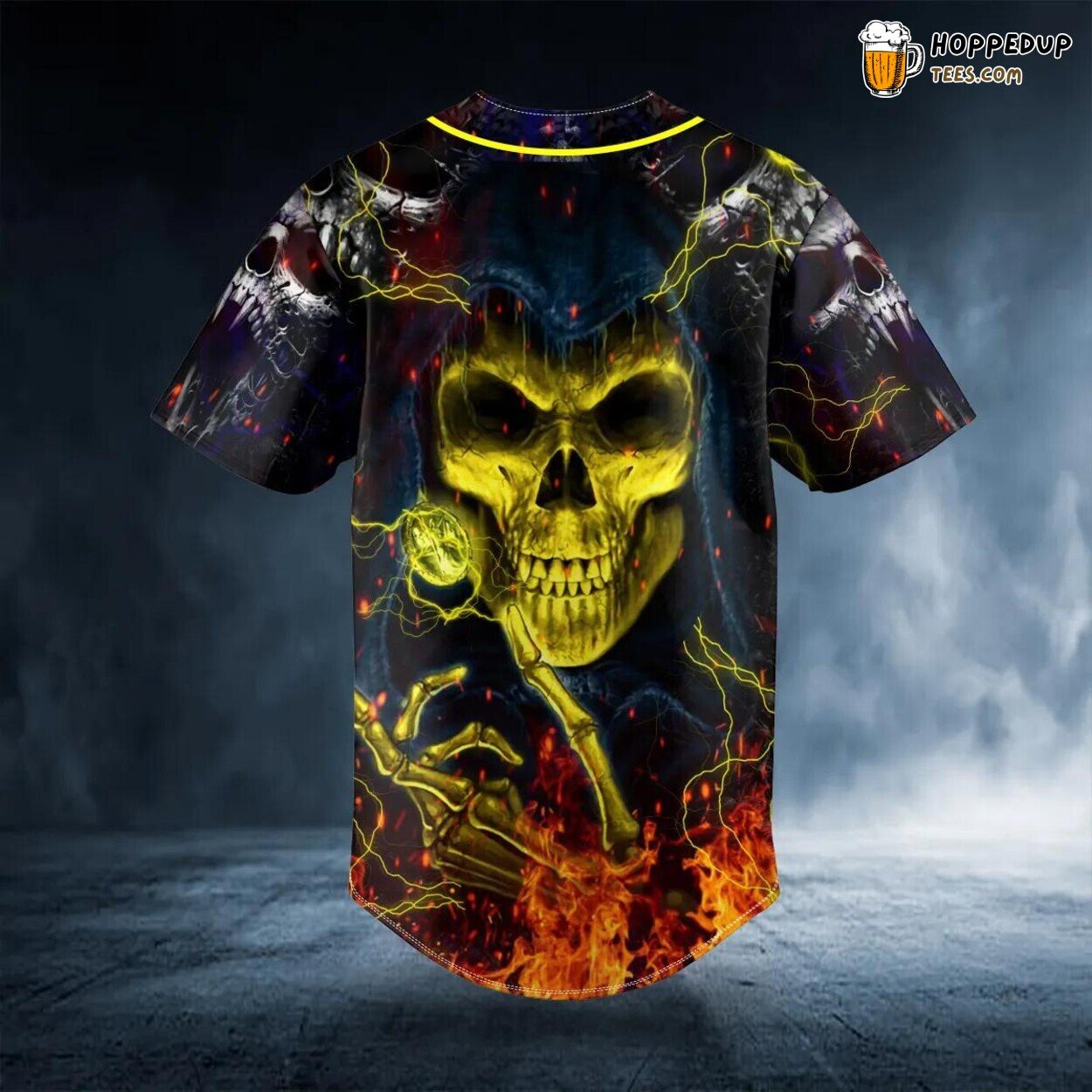 Grim Reaper Gold Skull Baseball Jersey Graphic Tees 3D Print Custom Style
