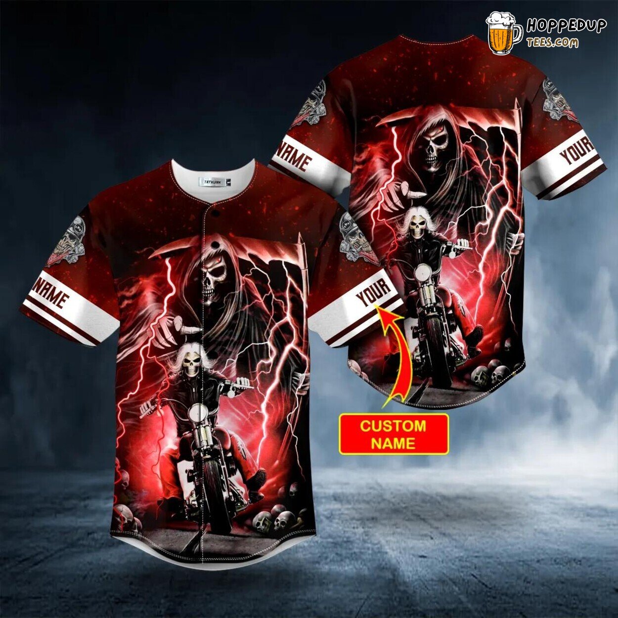 Grim Reaper Hunt Ghost Rider Skull Baseball Jersey Graphic Tees 3D Print