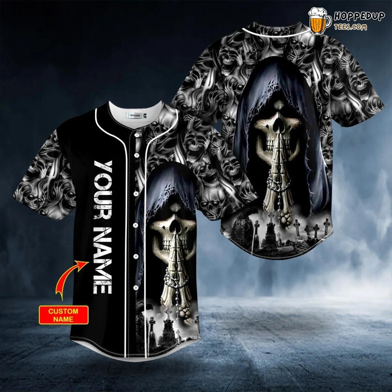 Grim Reaper Praying Unique Skull Baseball Jersey Viking 3D Print Edition