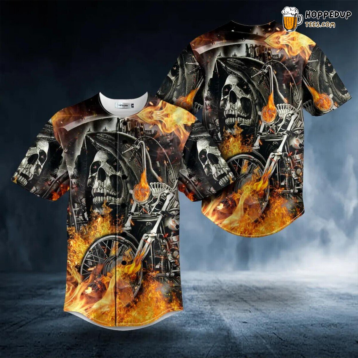 Grim Reaper Racer Dead Skull Baseball Jersey Graphic Tees 3D Print Design
