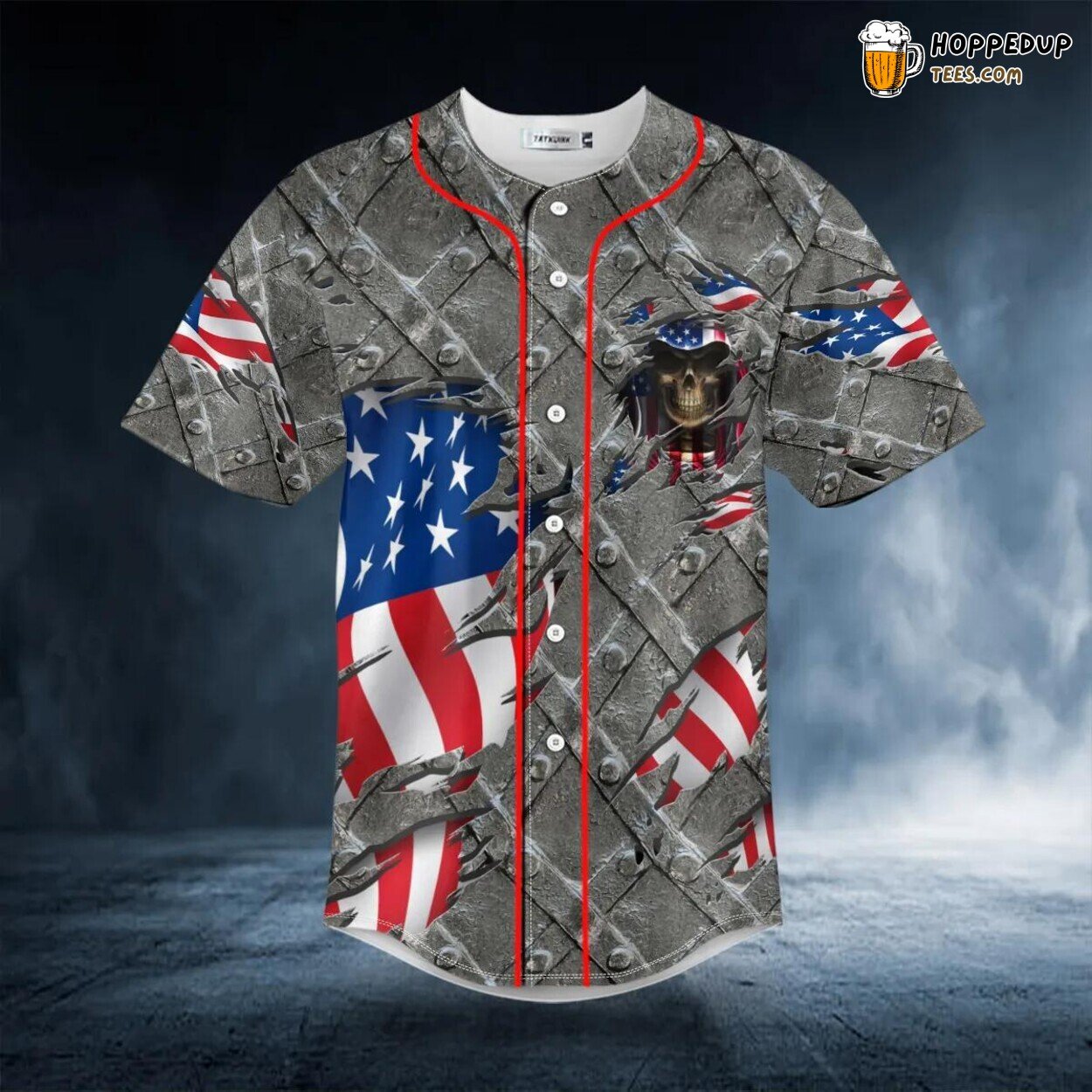 Grim Reaper’s Patriotism Skull Baseball Jersey Viking 3D Print Design