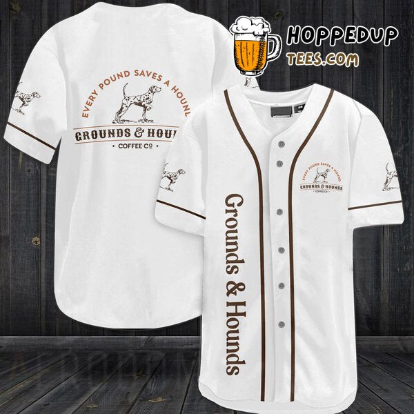 Grounds Hounds Coffee Co White Baseball Jersey Unique Distinctive Design