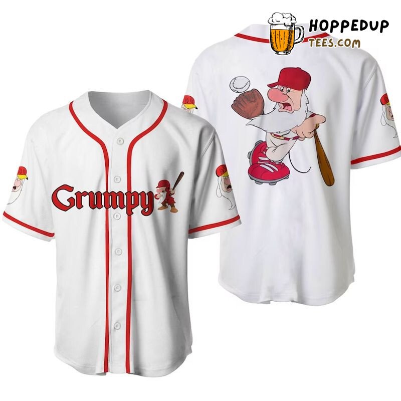 Grumpy Dwarf White 3D Cartoon Print Baseball Jersey Unisex