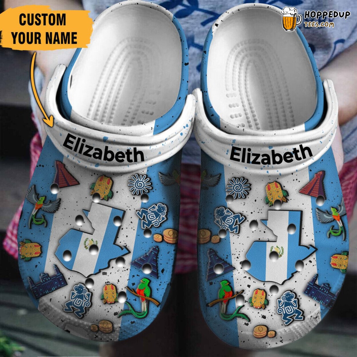 Guatemala Flag Symbol Inspired Classic Water Rubber Clog Shoes Comfy Footwear