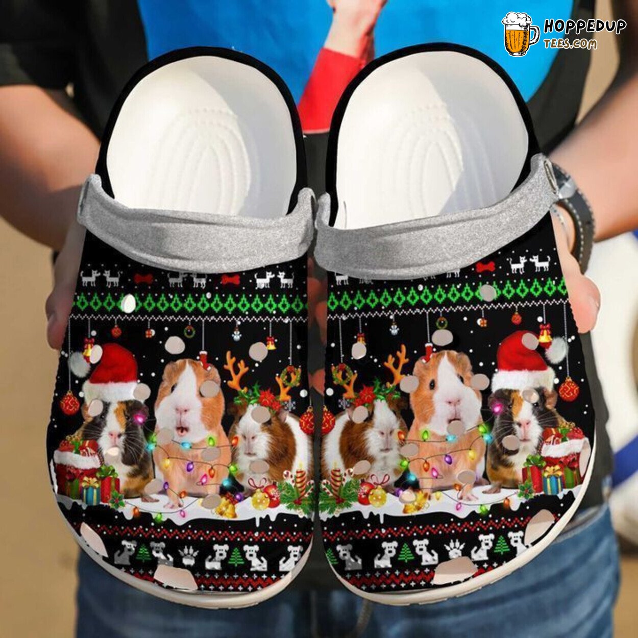 Guinea Pig Christmas Theme Clogs Festive Holiday Season Comfort Shoes