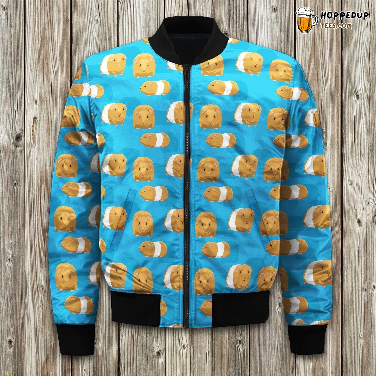 Guinea Pig In Blue Background Pattern Bomber Jacket