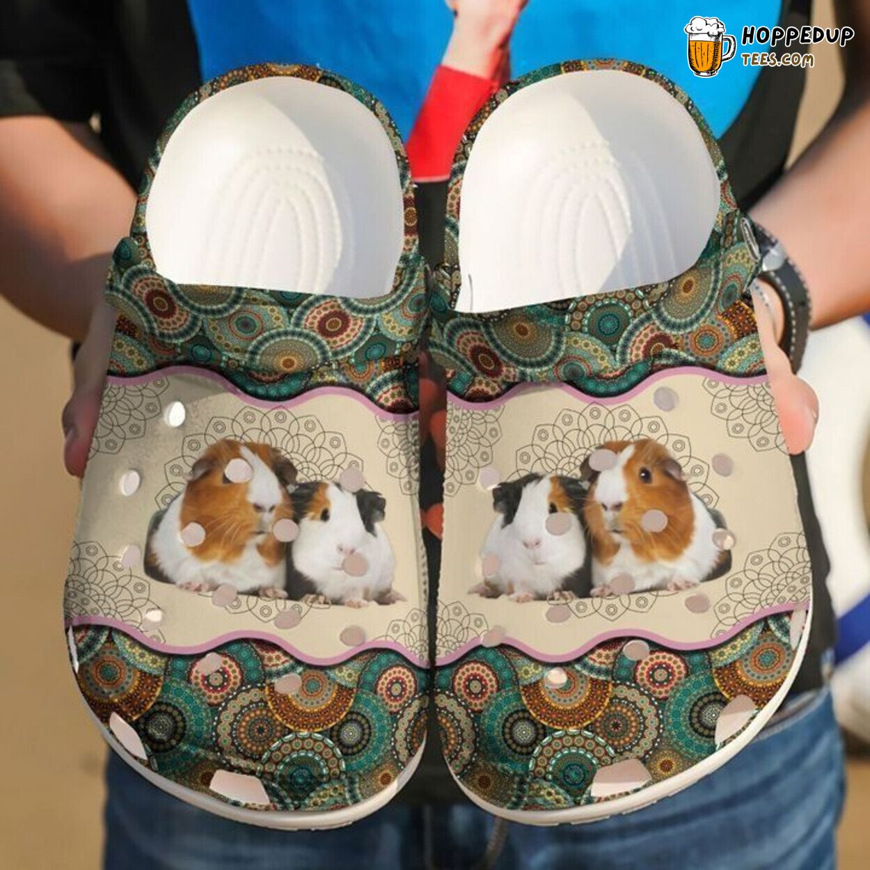 Guinea Pig Indian Boho Themed Comfortable Unique Design Clog Shoes