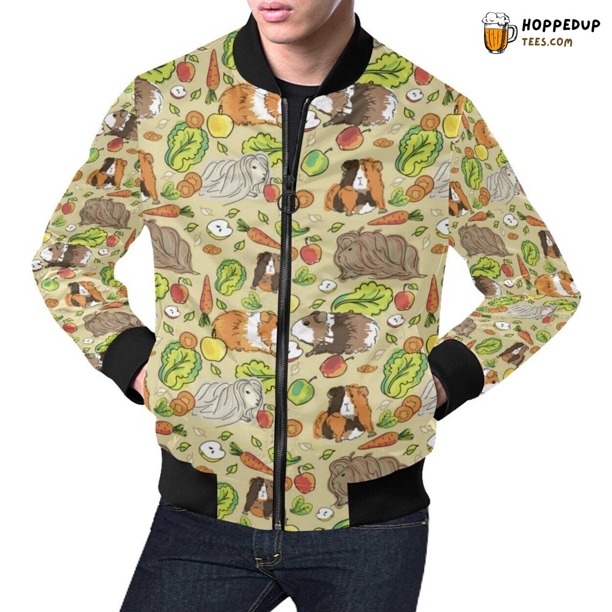 Guinea Pig Inspired Print Pattern Men’s Bomber Jacket Unique Design Guinea Pig Inspired Print Pattern Men’s Bomber Jacket Unique Design
