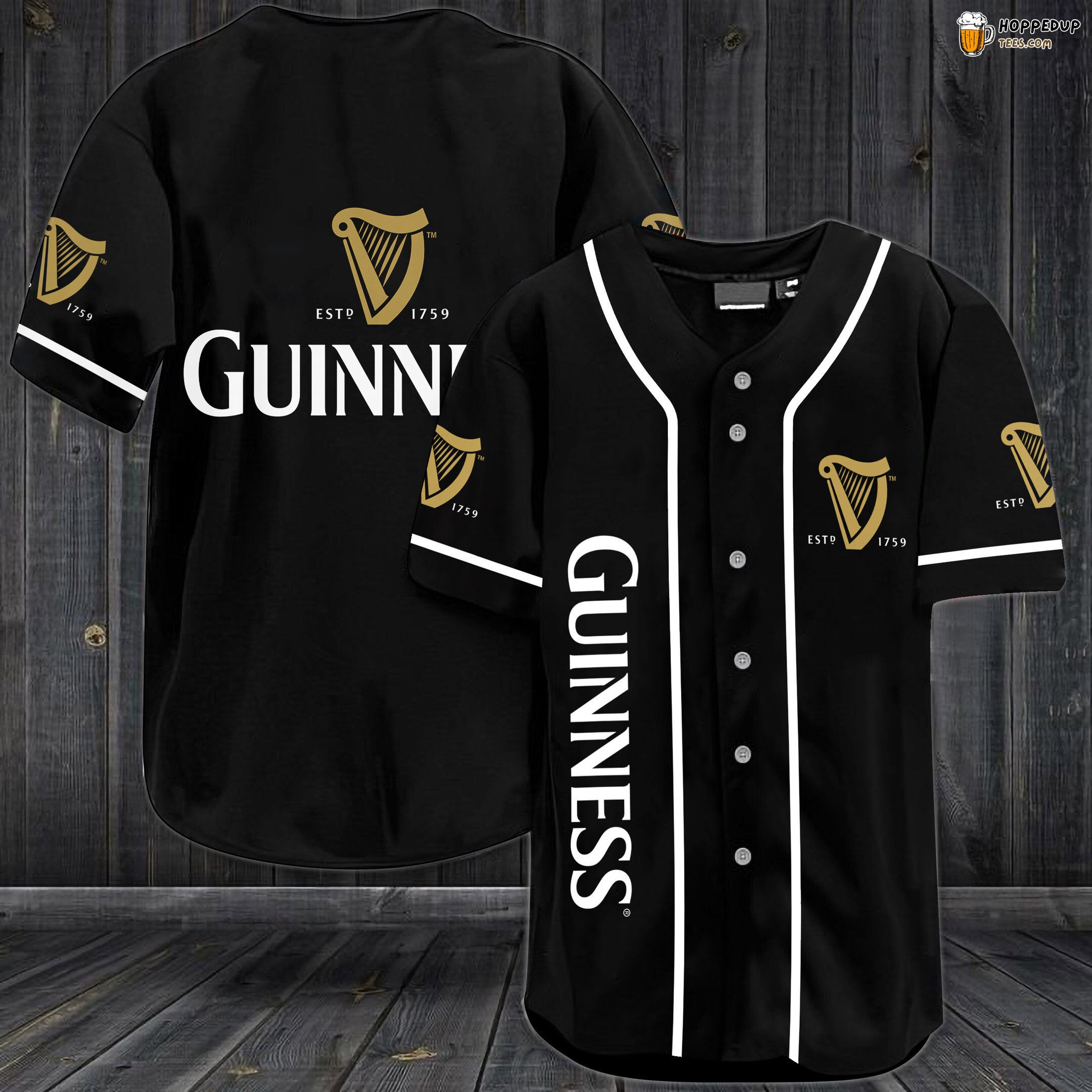 Guinness Beer Baseball Jersey Black Unisex Jersey Shirt