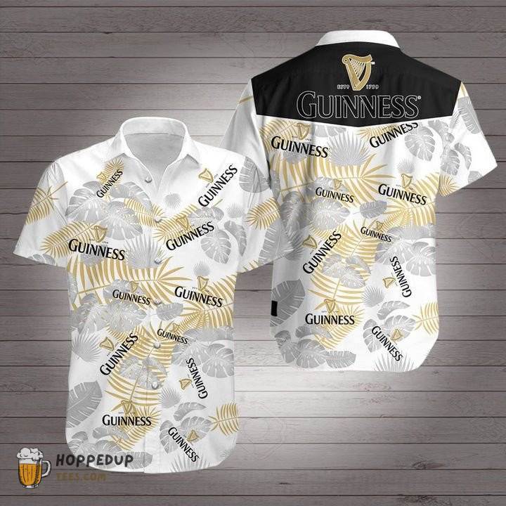 Guinness Beer Black Gold Hawaiian Shirt