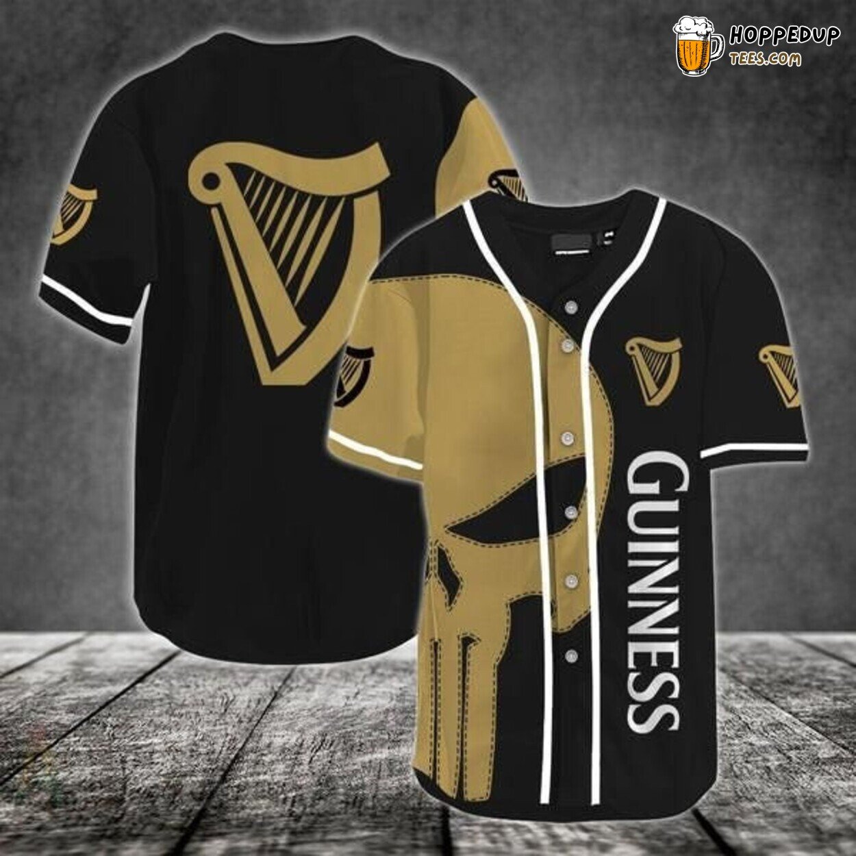 Guinness Beer Brown Skull Logo Baseball Jersey Irish Brewery Wear