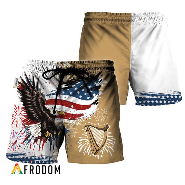Guinness Beer Eagle Hawaiian Shorts Fourth Of July HU