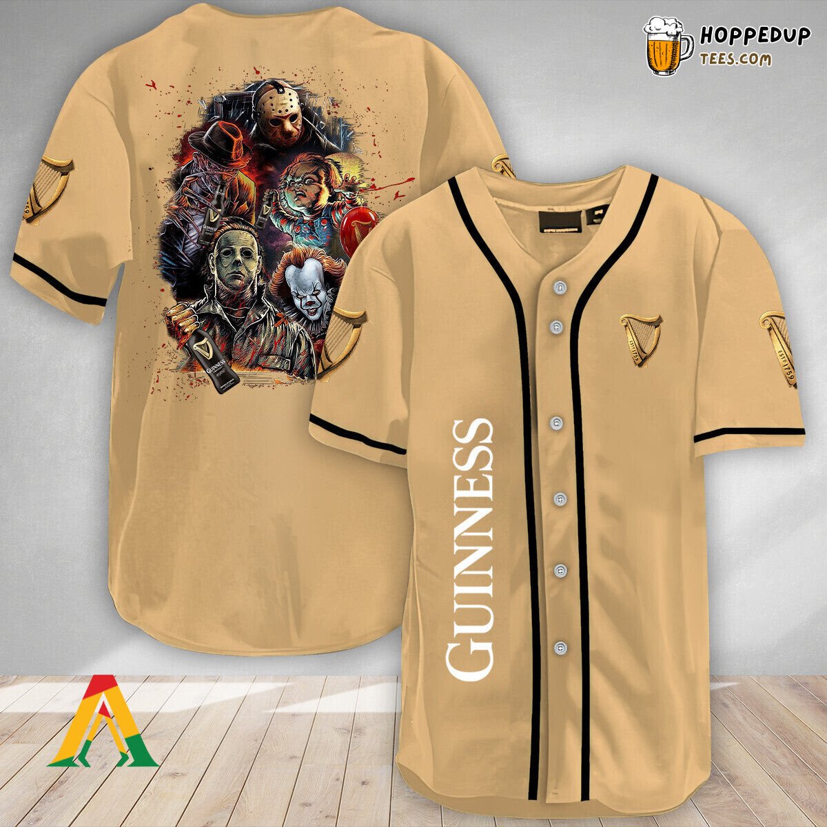 Guinness Beer Halloween Horror Characters Unique Baseball Jersey Design